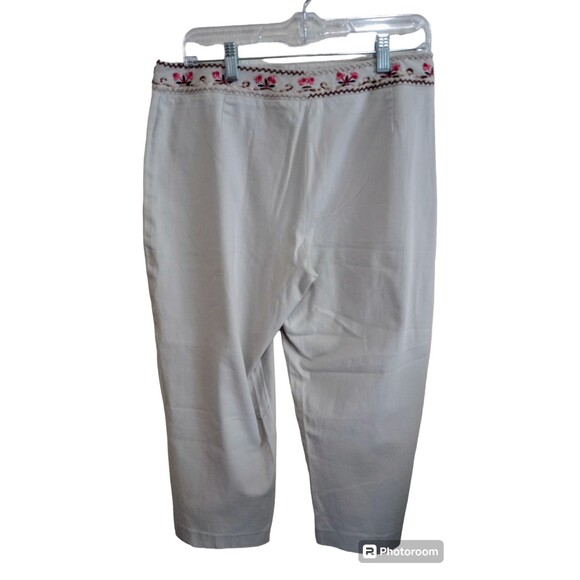 Larry Levine Capri Pants Sport Stretch‎ Embroidered Beaded Boho Size 12 - Picture 2 of 6